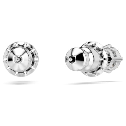 Swarovski Attract Stud Earrings, Round Cut, White, Rhodium Plated