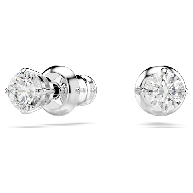 Swarovski Attract Stud Earrings, Round Cut, White, Rhodium Plated