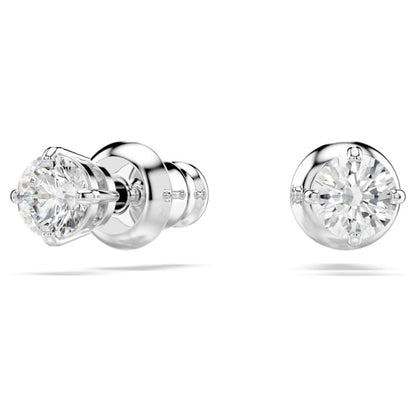 Swarovski Attract Stud Earrings, Round Cut, White, Rhodium Plated