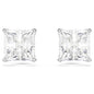 Swarovski Stilla Attract Stud Earrings, Square Cut, White, Rhodium Plated