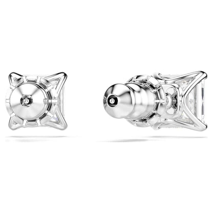 Swarovski Stilla Attract Stud Earrings, Square Cut, White, Rhodium Plated