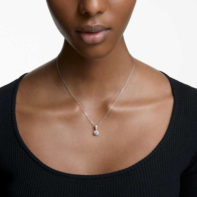 Swarovski Solitaire Pendant - White/Rhodium