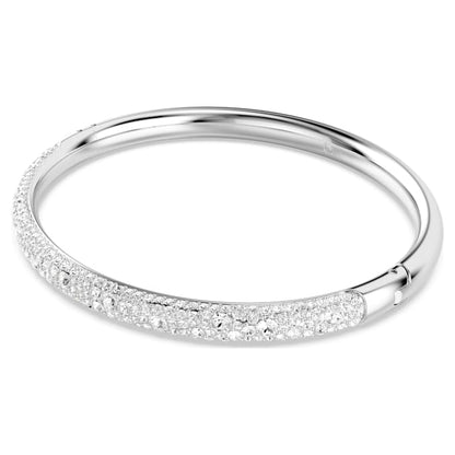 Swarovski Meteora Bangle, Snow Pavé, White, Rhodium Plated