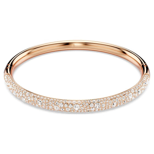 Swarovski Meteora Bangle, Snow Pavé, White, Rose Gold-Tone Plated