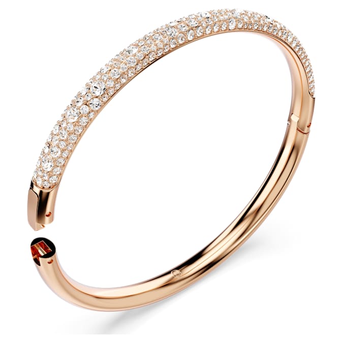 Swarovski Meteora Bangle, Snow Pavé, White, Rose Gold-Tone Plated