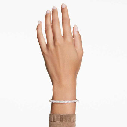 Swarovski Meteora Bangle, Snow Pavé, White, Rose Gold-Tone Plated