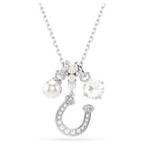 Swarovski Symbolica Pendant, Crystal Pearl, Round Cut, Pavé, Horse Shoe, White, Rhodium Plated — 5736247 — view 1
