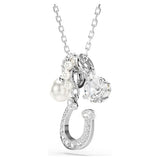 Swarovski Symbolica Pendant, Crystal Pearl, Round Cut, Pavé, Horse Shoe, White, Rhodium Plated — 5736247 — view 3