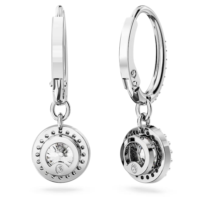 Swarovski Constella Drop Earrings, Round Cut, Pavé, White, Rhodium Plated