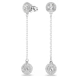 Swarovski Una Angelic Drop Earrings, Round Cut, White, Rhodium Plated — 5732273 — view 2