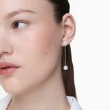 Swarovski Una Angelic Drop Earrings, Round Cut, White, Rhodium Plated — 5732273 — view 6