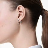 Swarovski Una Angelic Drop Earrings, Round Cut, White, Rhodium Plated — 5732273 — view 7