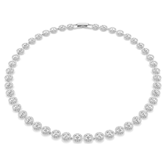 Swarovski Una Angelic Tennis Necklace, Round Cut, Medium, White, Rhodium Plated — 5117703 — view 1