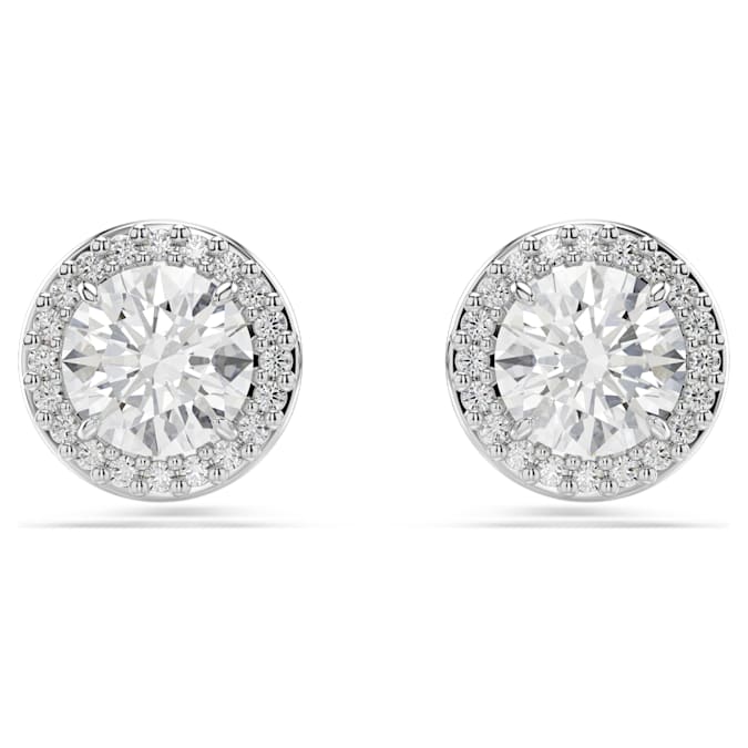 Swarovski Constella Stud Earrings, Round Cut, Pavé, White, Rhodium Plated