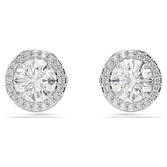 Swarovski Constella Stud Earrings, Round Cut, Pavé, White, Rhodium Plated