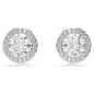 Swarovski Constella Stud Earrings, Round Cut, Pavé, White, Rhodium Plated
