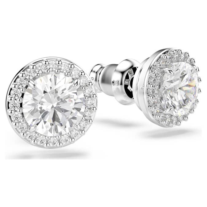 Swarovski Constella Stud Earrings, Round Cut, Pavé, White, Rhodium Plated