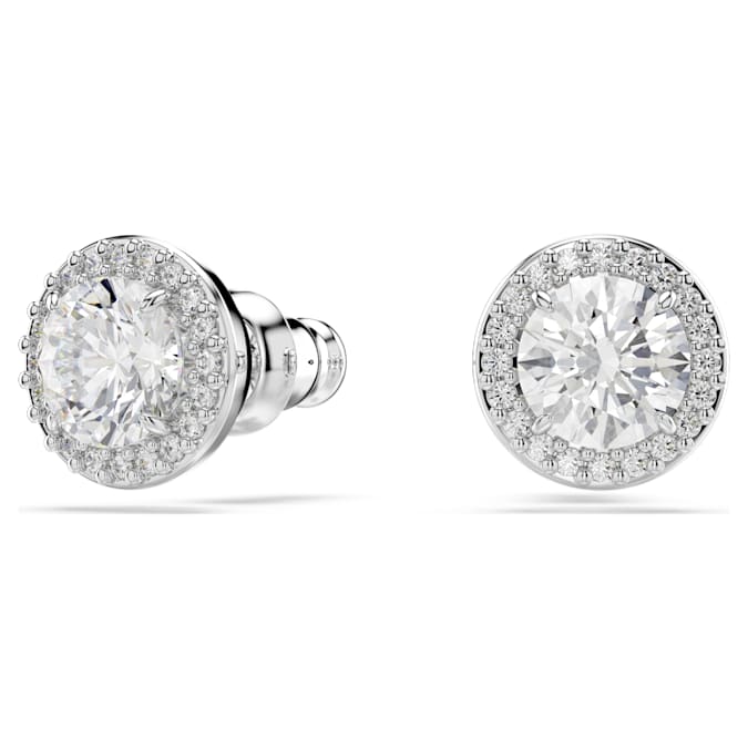 Swarovski Constella Stud Earrings, Round Cut, Pavé, White, Rhodium Plated