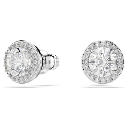 Swarovski Constella Stud Earrings, Round Cut, Pavé, White, Rhodium Plated